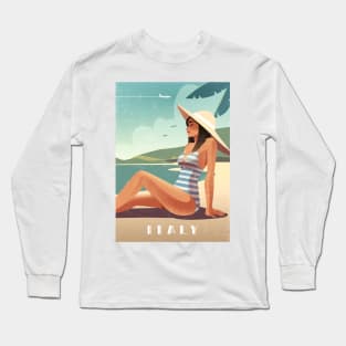 Italy - Boho Retro travel poster Long Sleeve T-Shirt